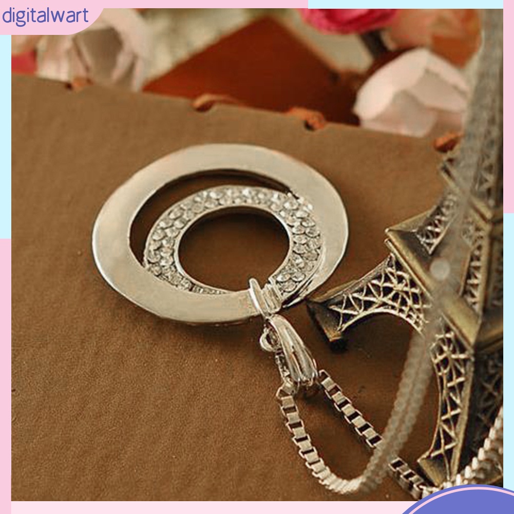 Dây chuyền dáng dài mặt hình tròn bằng hợp kim dính đá nhân tạo cho nữ