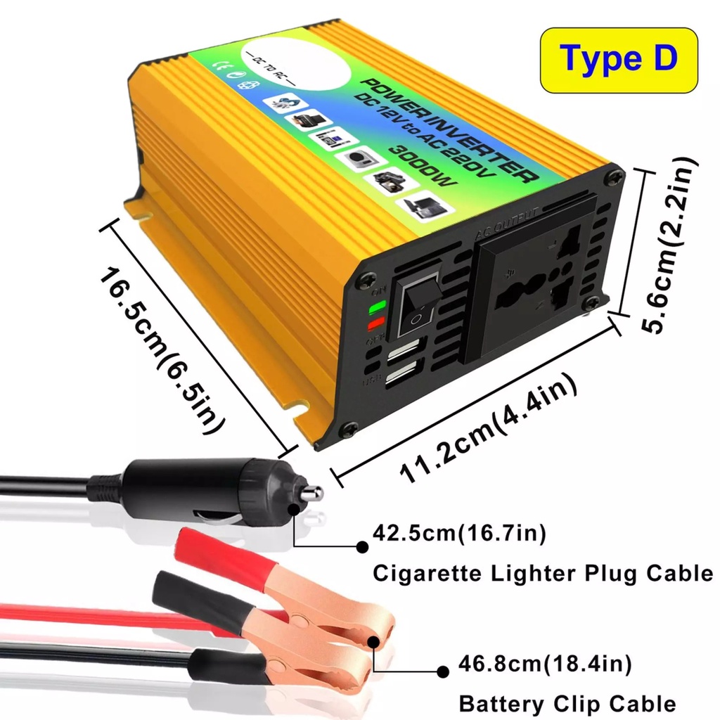 Bộ đổi điện 12v lên 220v - Chuyển đổi điện từ 12V sang 220V sử dụng cho các thiết bị điện gia đình