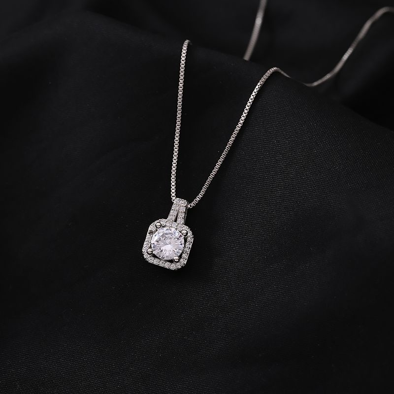 Dây chuyền bạc nữ DaLiA Jewelry mặt dây chuyền ổ đá vuông basic vòng cổ chuẩn bạc 925 không gỉ