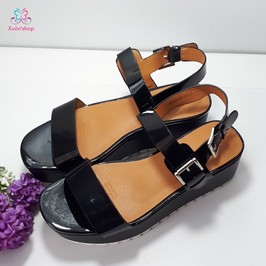 Sandal quai ngang hãng Kekafu da bóng, đế 9.5cm (CÓ SẴN)