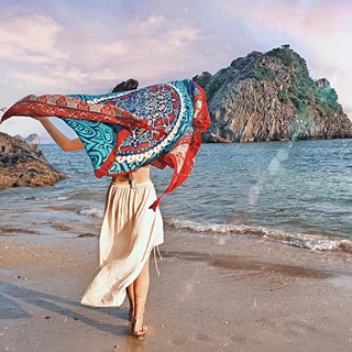 Khăn choàng boho thổ cẩm đi biển