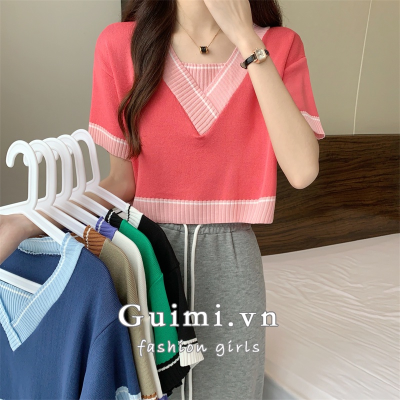 NZN Áo Thun Ngắn Tay Cổ Chữ v Thời Trang Dành Cho Nữ