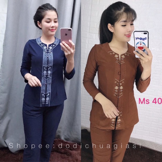 Thun Khoá Lắc Sen # Đồ Lam Đi Chùa # Đồ Bộ Nữ # Quần Áo