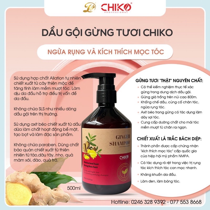 Bộ 3 Gội Xả Dược Liệc Chiko giải pháp cho tóc rụng, khô xơ