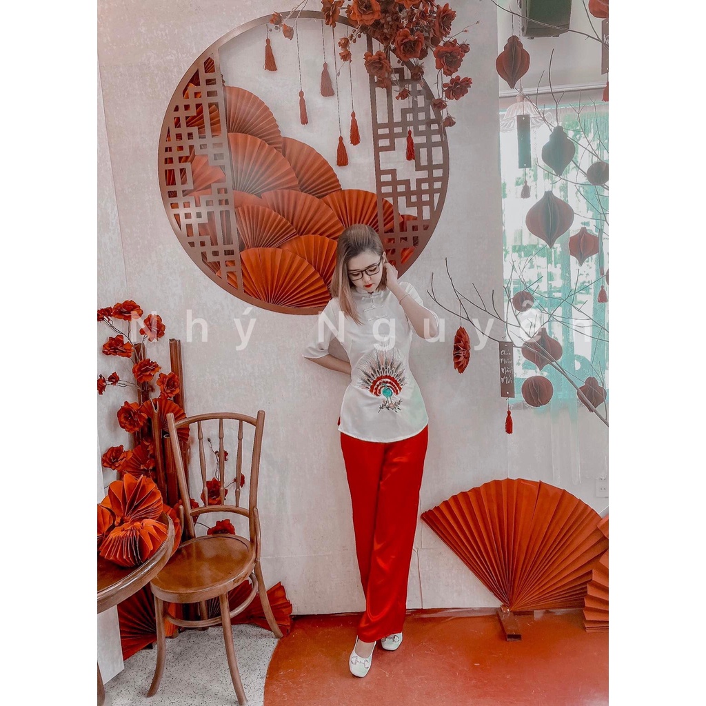 Đồ lam đi chùa Mẫu Thêu Công Vải Satin Nhung CAO CẤP