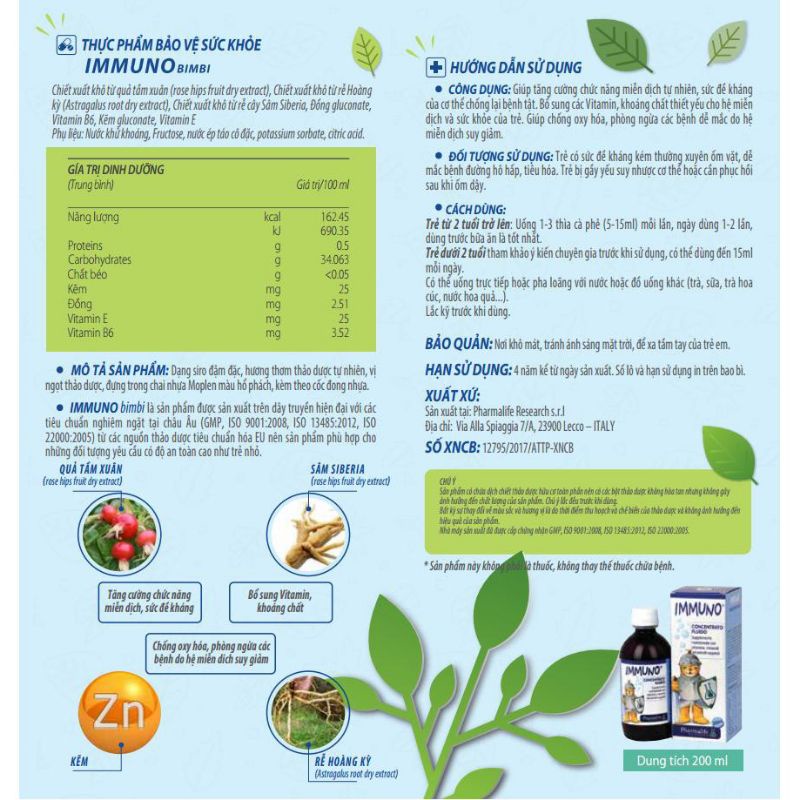 Fitobimbi Immuno Tăng sức đề kháng cho bé , Tăng cường hệ miễn dịch nâng cáo sức khỏe