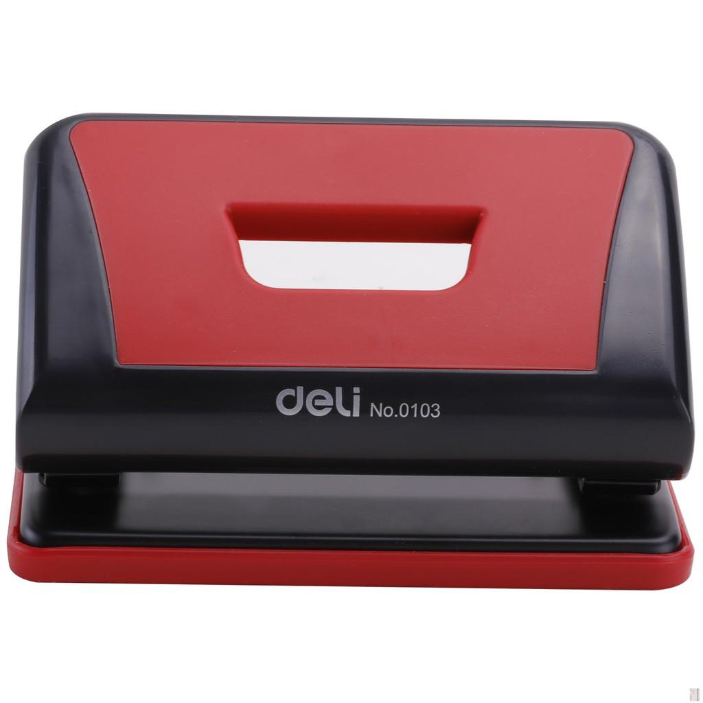 Máy đục lỗ 10 tờ Deli, Xanh dương, Đỏ, Ghi xám - 1 cái E0103 - Deli