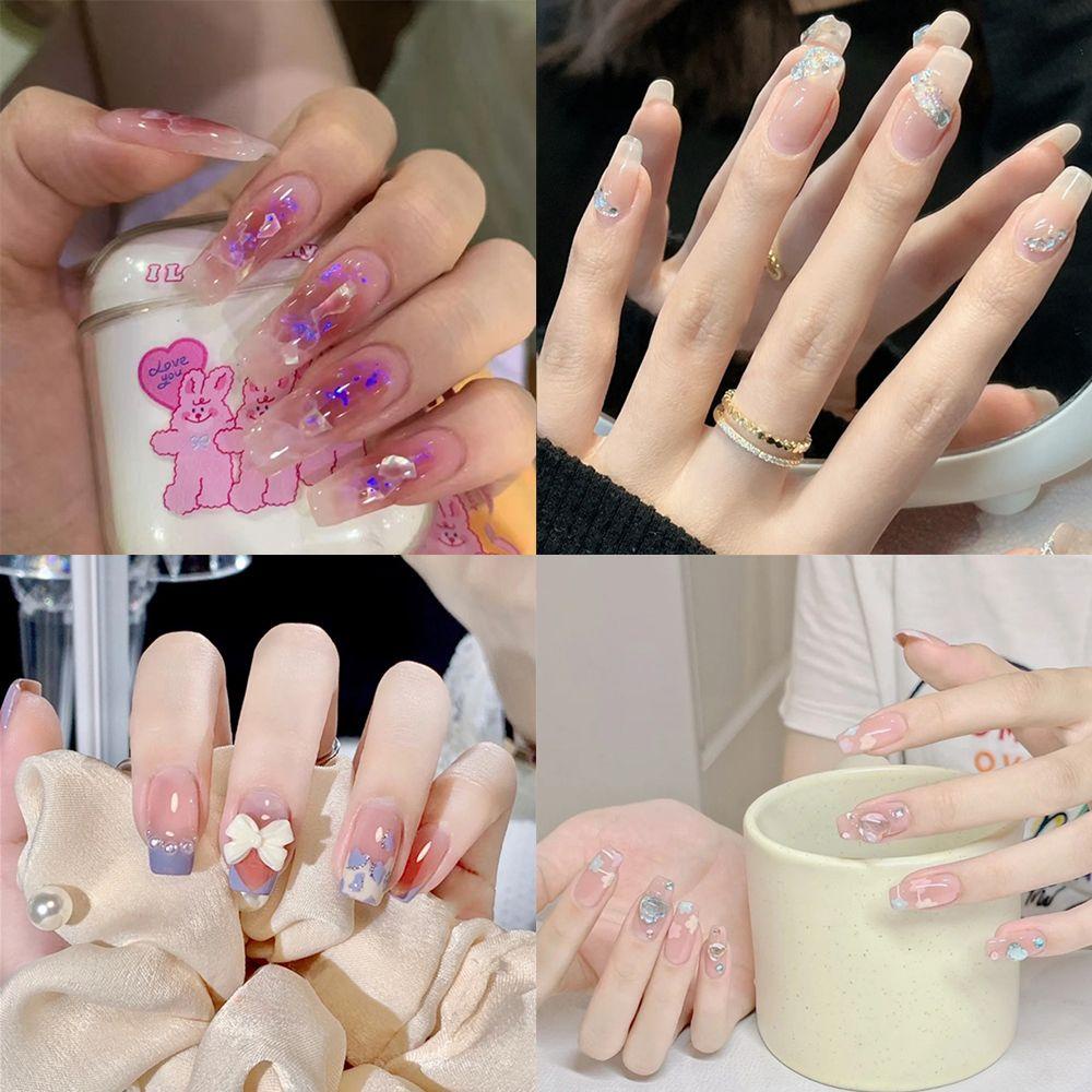 Bộ 24 Móng Tay Giả Kiểu Dáng Ngọt Ngào Dễ Thương|Đầm Nữ Phong Cách Thời Trang Pháp Cá Tính