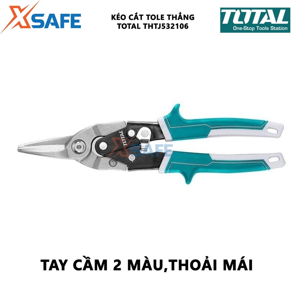 Kéo cắt tole thẳng TOTAL THTJ532106 Kéo cắt tôn dài 250mm, chất liệu hợp kim thép đặc biệt, bền bỉ - [XSAFE]