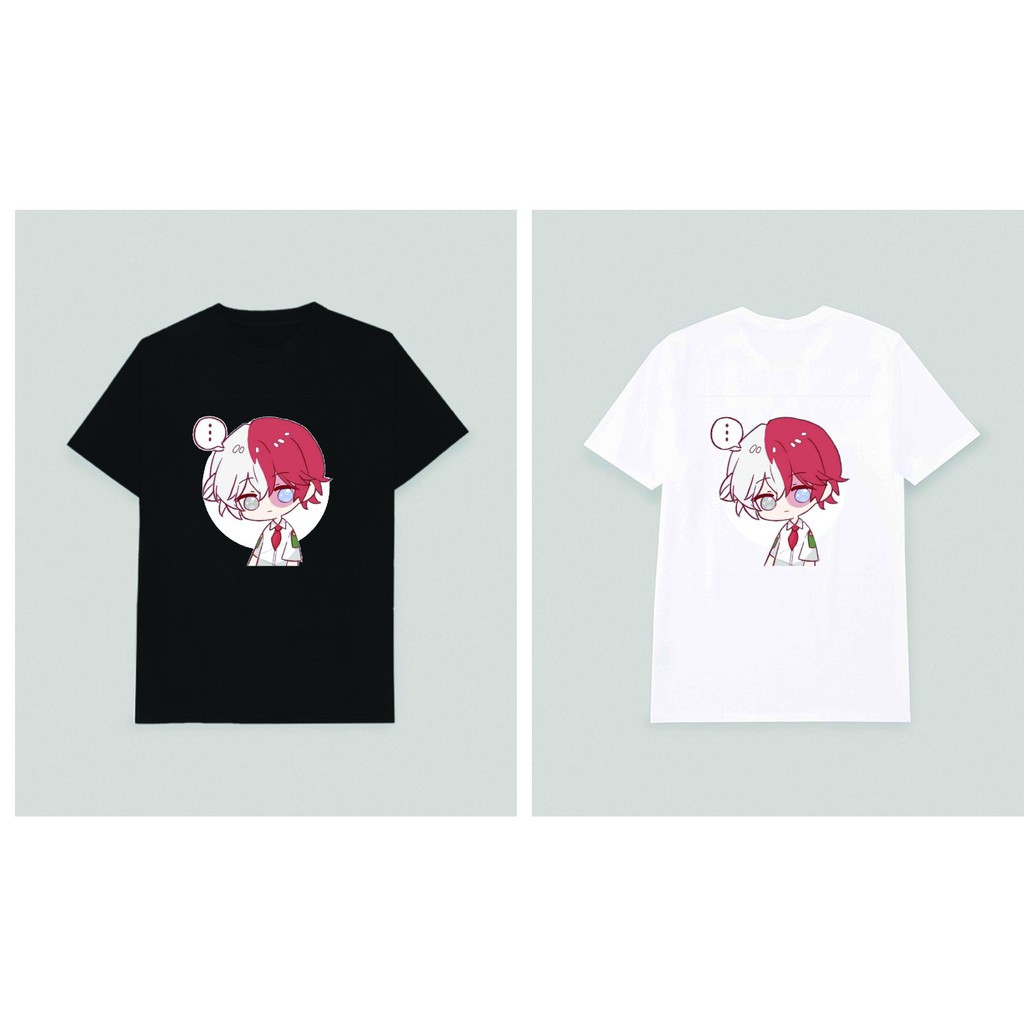 Áo thun phông đen trắng in hình MY HERO ACADEMIA BOKU NO HERO ACADEMIA TODOROKI chibi anime thời tra