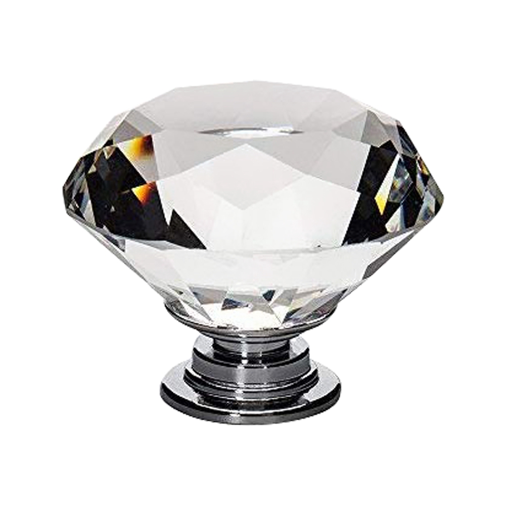 Tay nắm cửa/ngăn kéo bằng pha lê trong suốt sang trọng kích thước 40mm