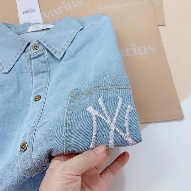 BÁN SỈ SƠ MI BÒ DEMI TÚI NGỰC THÊU NY MÃ 2 CHO NỮ SM44 | BigBuy360 - bigbuy360.vn