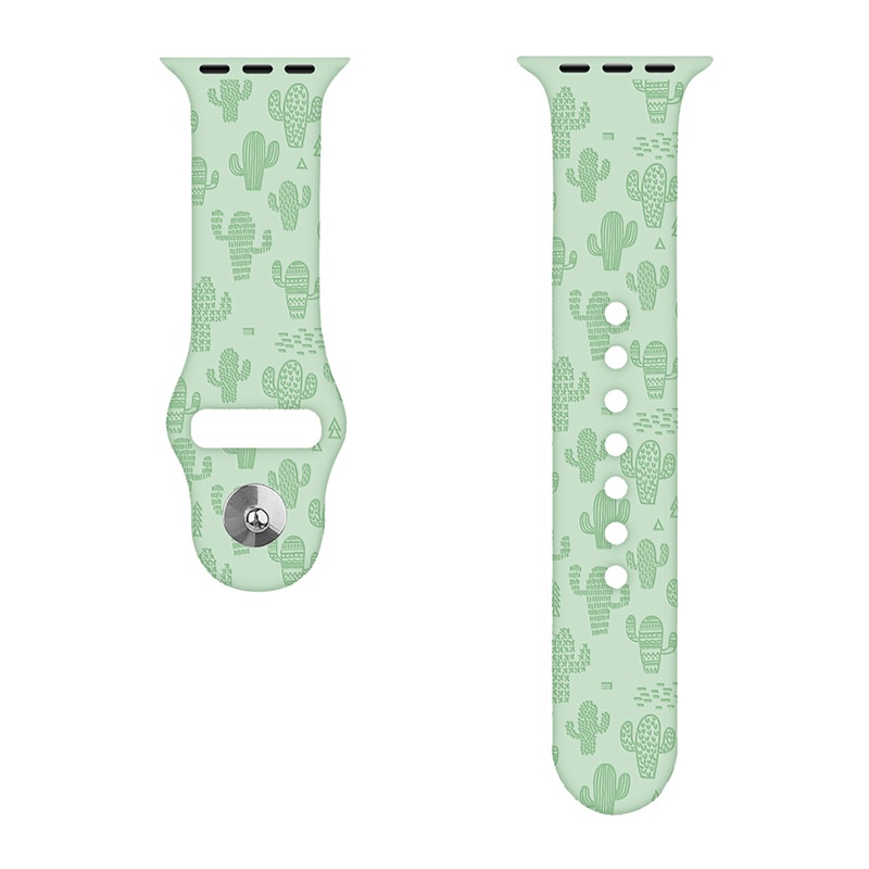 Dây Đeo Silicone In Nổi Hình Cây Xương Rồng Cho Đồng Hồ Thông Minh Smart Watch Series 7 Band 45mm 41mm 44mm 40mm IWatch 6 5 4 3 2 1 38 Mm 42 Mm