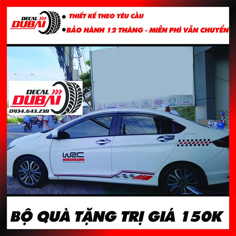 Tem Dán Trang Trí Sườn Xe Honda City Trắng