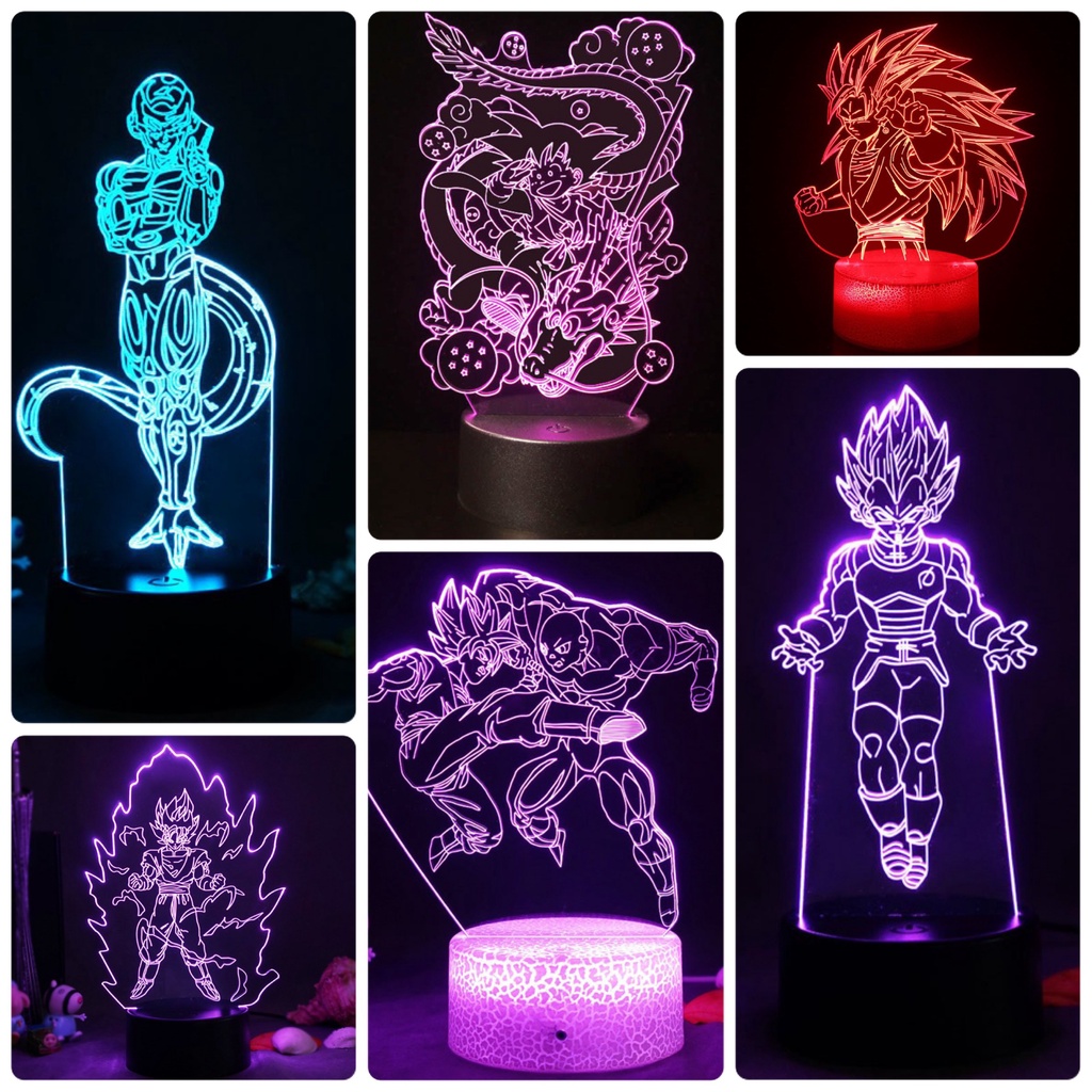 Đèn ngủ 3d anime nhiều màu sắc có điều khiển , Naruto, Dragon ball, Jujutsu Kaisen cao , đèn 3d để bàn