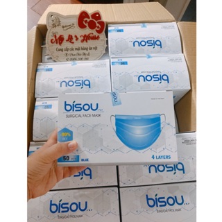 Khẩu trang y tế 4 lớp kháng khuẩn BISOU hộp 50 cái
