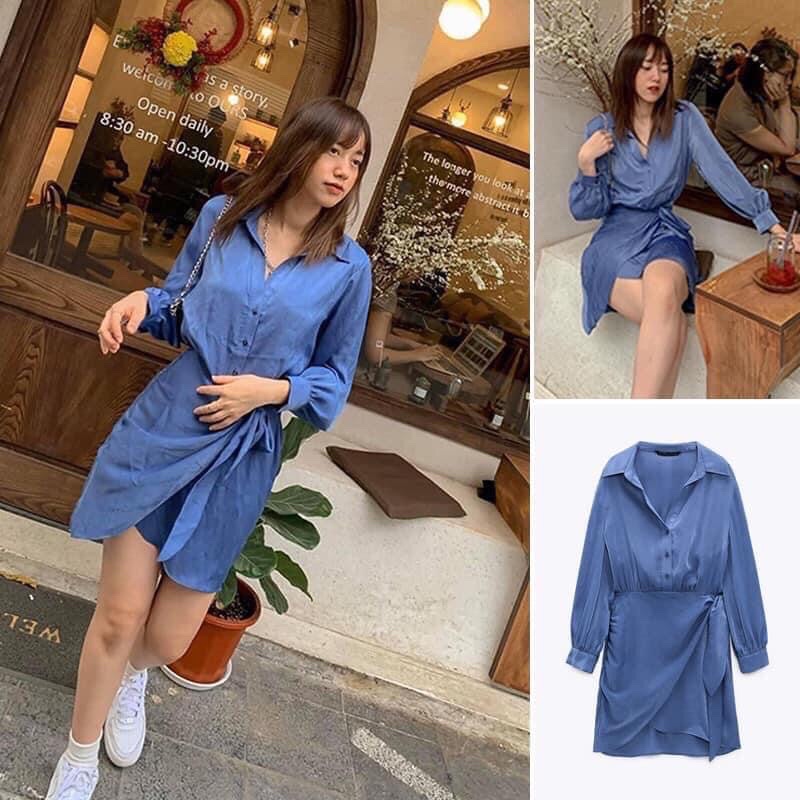 Váy sơ mi ZR vạt lệch
