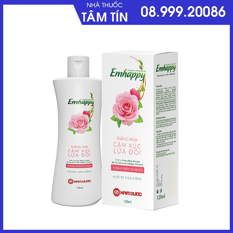 Rửa Phụ Khoa EMHAPPY thăng hoa cảm xúc lứa đôi Hương Hoa Hồng (120ml) - Hàng Công Ty