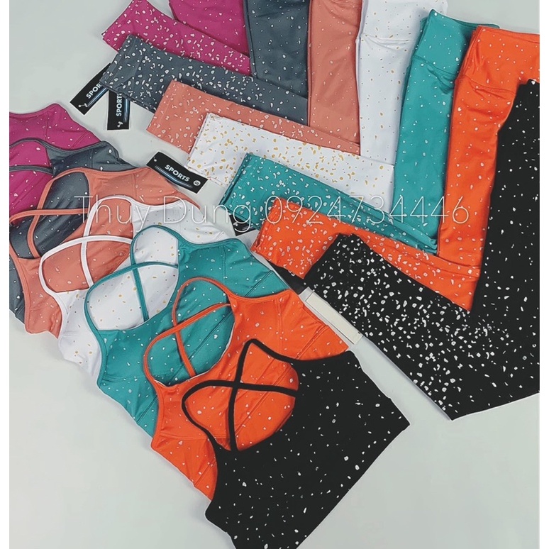 Set chấm bi vảy sơn lấp la lấp lánh nhũ tập gym yoga
