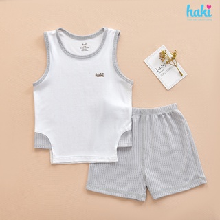 Bộ quần áo sát nách phối màu xẻ sườn cho bé, set ba lỗ vải sợi sồi (Modal) cao cấp từ 3 tháng 3 tuổi (4-15kg) HAKI BM012