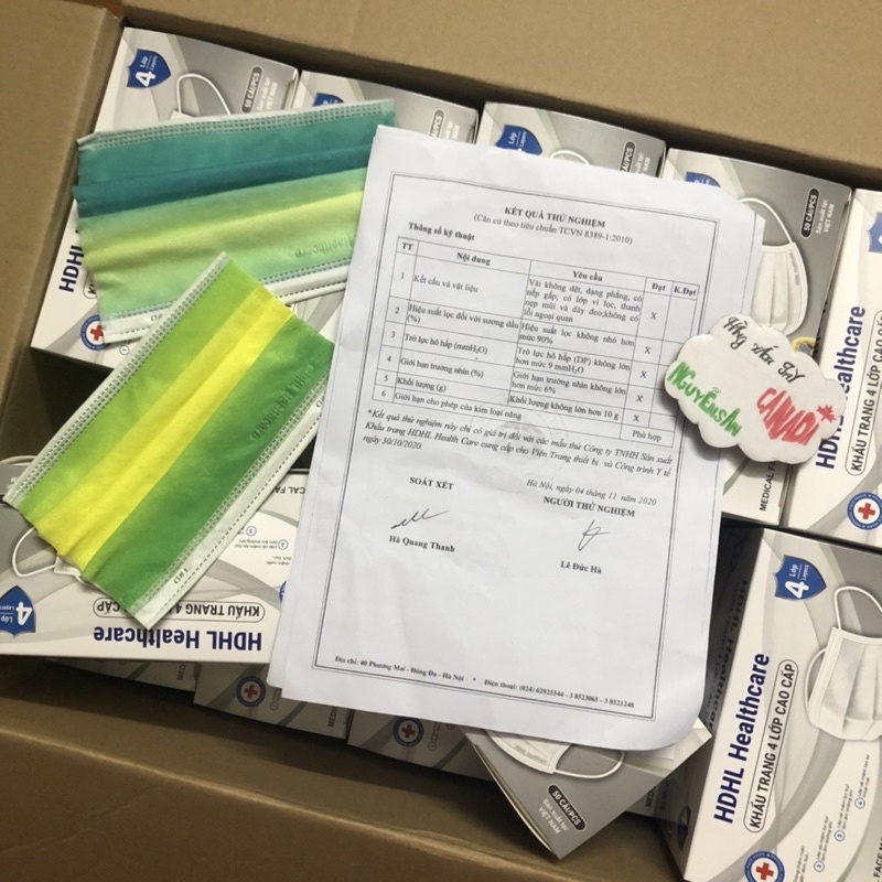 Khẩu trang màu pastel ombre 4 lớp HDHL HEALTHCARE