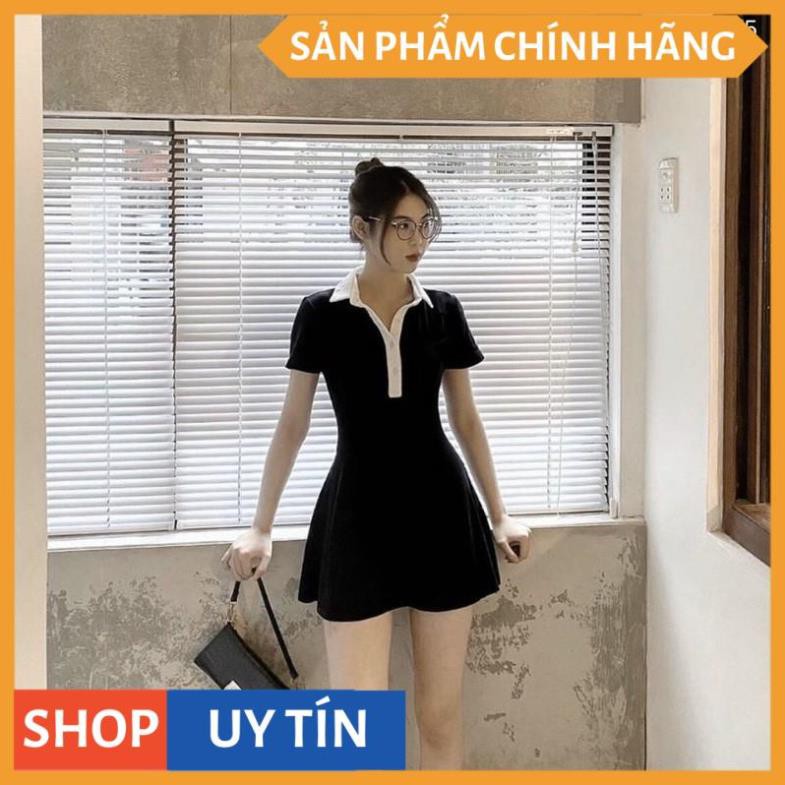 [ FASHIONRUN19 - FASHIONHOT19 ] Đầm polo đen viền cổ trắng(sẵn tại shop ) | BigBuy360 - bigbuy360.vn