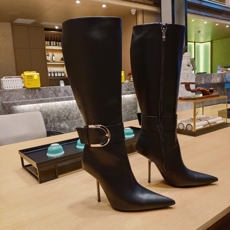 Bốt thời trang cổ cao da thật gót cao 10cm thương hiệu Balenciaga 2021 cao cấp