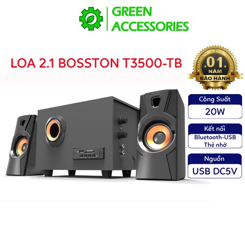 Loa vi tính 2.1 Bosston T3500-BT Kết nối Bluetooth, Jack 3.5 - Âm Thanh Sống Động - BH Chính Hãng 12 Tháng