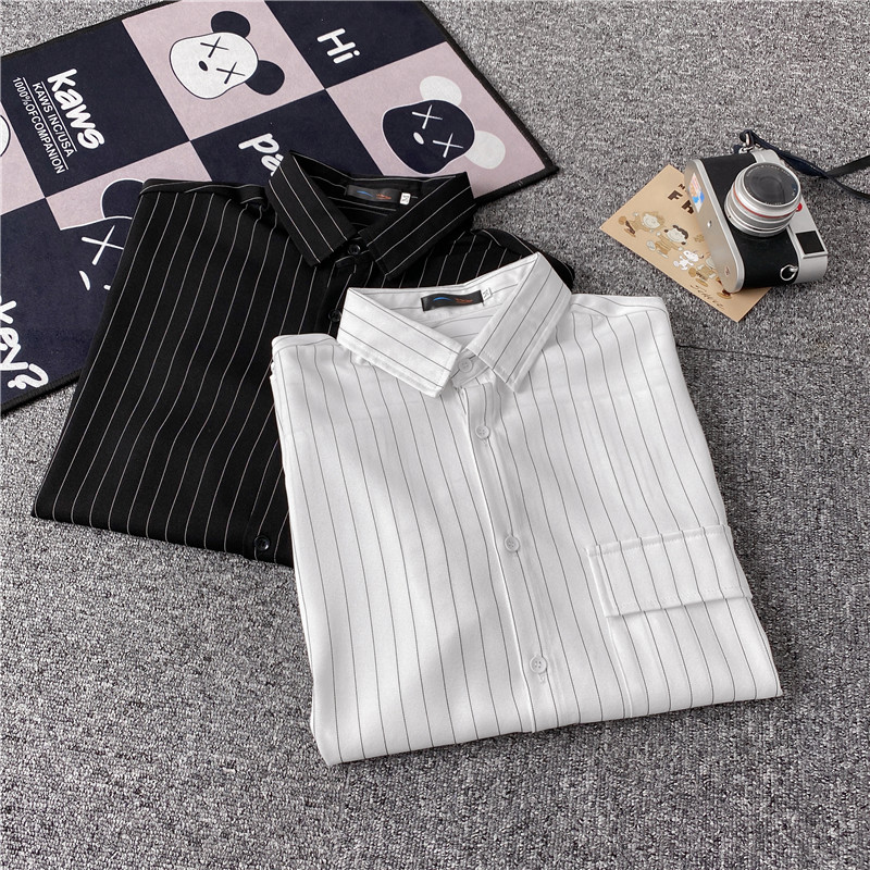 Áo sơ mi tay ngắn dáng rộng họa tiết kẻ sọc thời trang mùa hè cho unisex size M-3XL