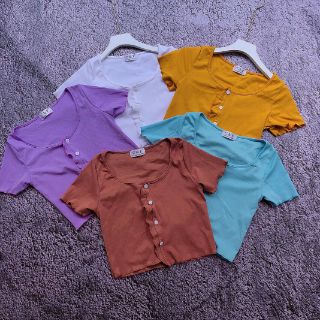 Áo croptop nút cuốn biên ( KÈM HÌNH THẬT )
