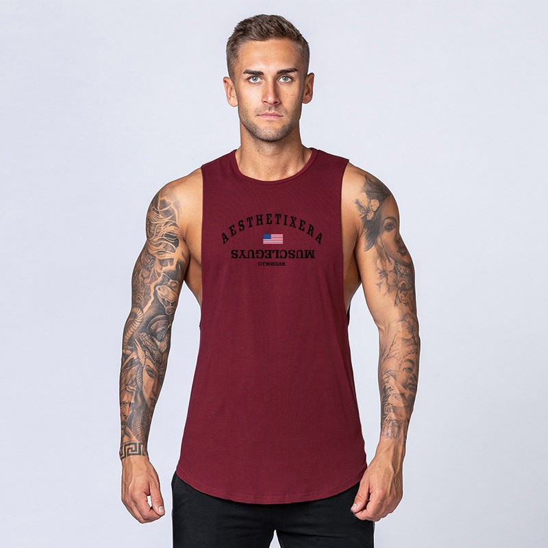 5 Colors Mens Sleeveless Tank Tops Sports Running Basketball Trackwear gym stringer tank top