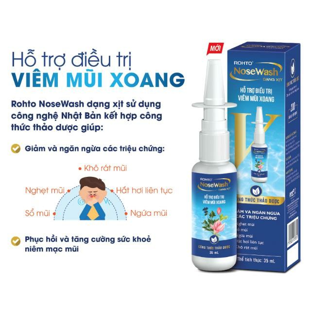 Rohto NoseWash Dạng Xịt - Hỗ trợ điều trị viêm mũi, xoang