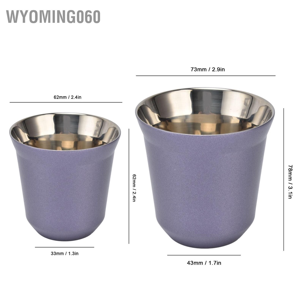 Wyoming060 Double Layer Coffee Cup Stainless Steel Mug Purple Heat Insulation Water for Household
