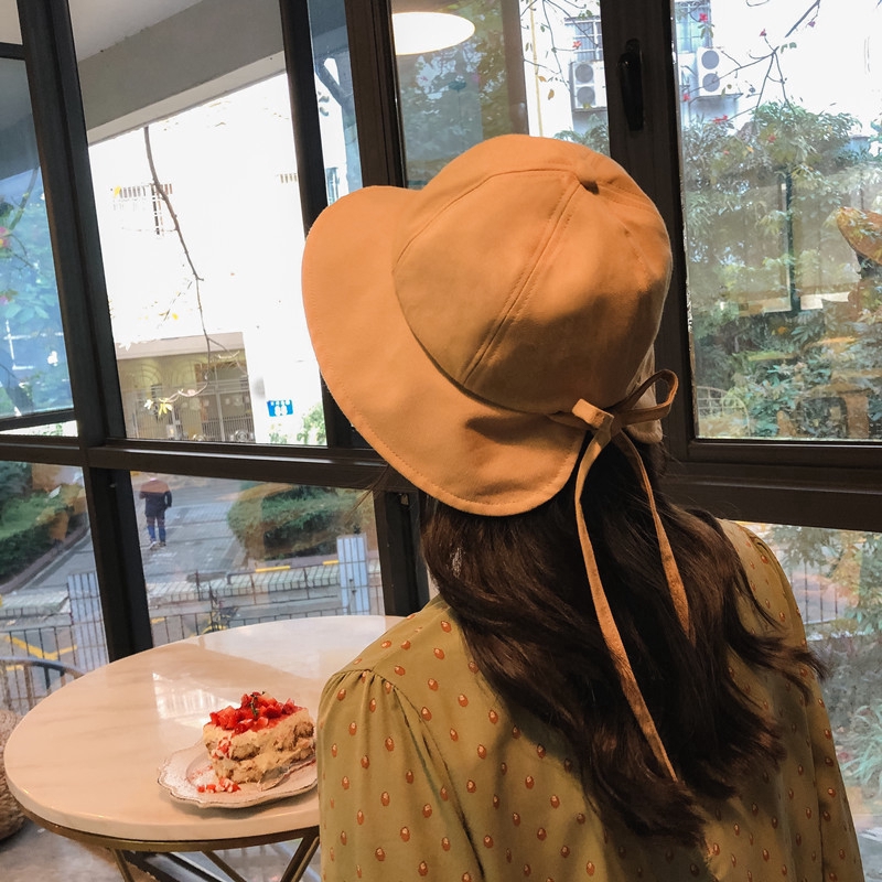 Cute hat Korean fisherman hat wide-brimmed bow hat soft girl hat summer sun hat