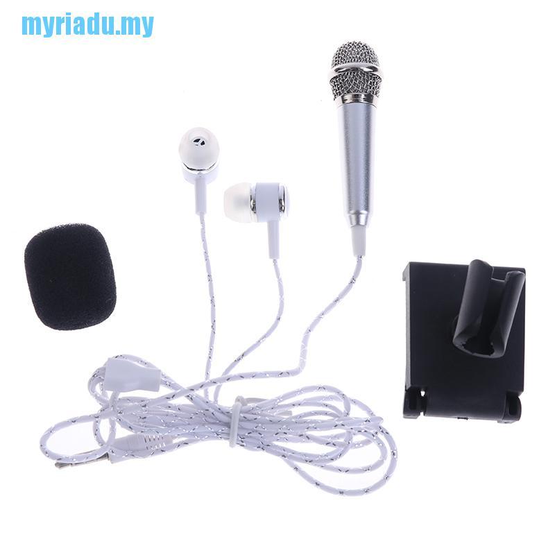 Micro Hát Karaoke Mini 3.5mm Kèm Tai Nghe Và Giá Đỡ