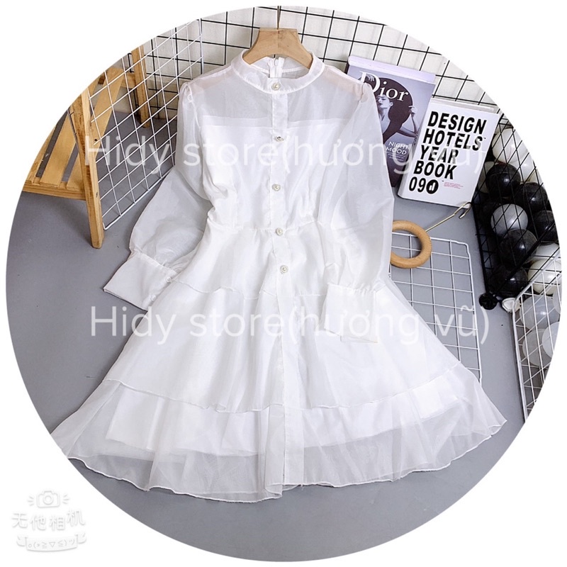 Váy trắng tiểu thư dài thu đông