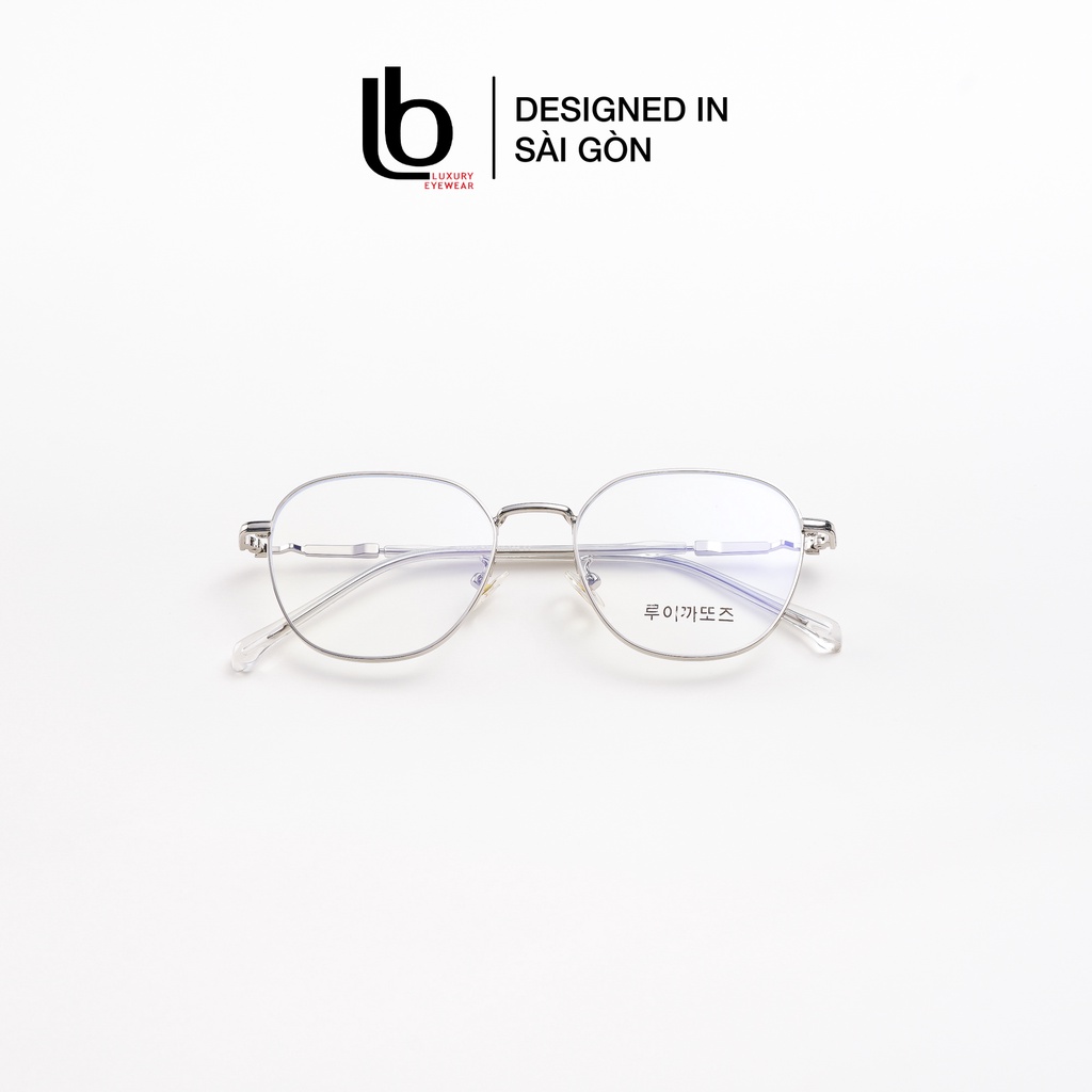 Gọng kính cận Vuông Bầu cạnh trên LB Eyewear Korea HQ63 079 - Kim loại phối nhựa - Trắng bạc / Vàng hồng rose gold / Đen