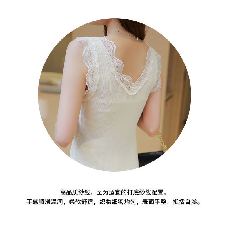 Áo Hai Dây Dệt Kim Mỏng Cổ Chữ V Phối Ren Hở Lưng Thời Trang Mùa Hè Cho Nữ