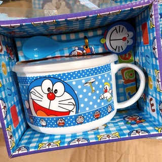 🥣tô quai sứ có nắp và muỗng doraemon doremon🥣