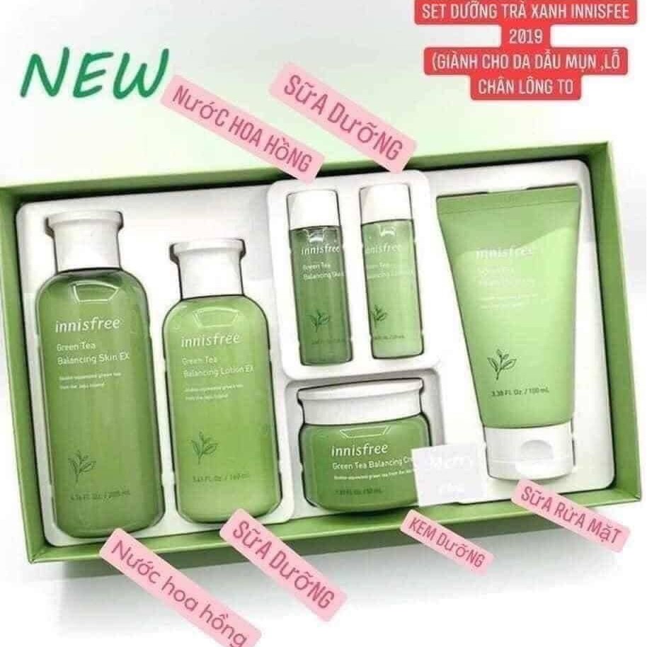 [CHÍNH HÃNG] Set Dưỡng Da Trà Xanh Innisfree Green Tea Balancing Skin Care Trio Set EX 6 in 1