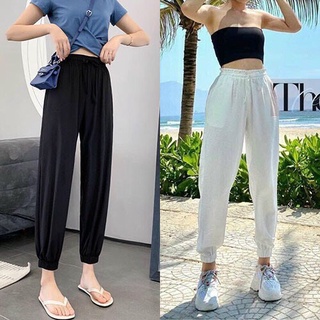 Quần baggy đũi nữ cạp chun lưng cao màu đen đẹp ống bó dáng Quần Bom thun mát dáng thể thao mặc di học công sở siêu xinh