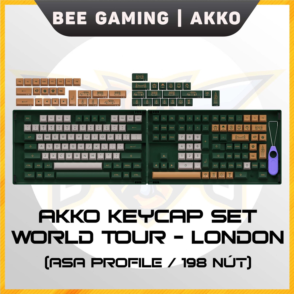 Bộ keycap AKKO World Tour London - Chất liệu PBT Double Shot - 198 nút