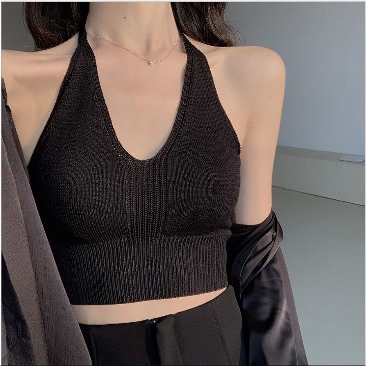 Áo cổ V buộc dây Áo croptop kiểu ôm Hàn quyến rũ dành cho nữ A03 | BigBuy360 - bigbuy360.vn