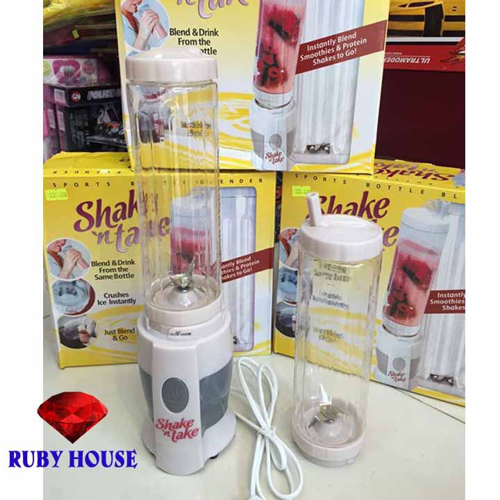 [CHÍNH HÃNG]Máy xay sinh tố 2 cốc Shake, Máy xay cầm tay đa năng 2 cối xay kèm vòi hút tiện dụng - Ruby House