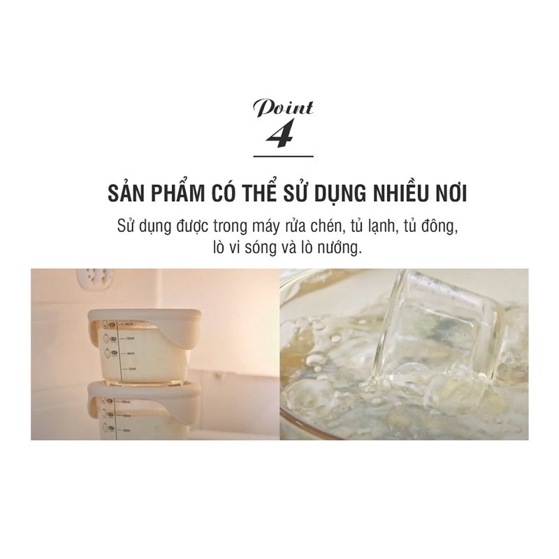 Hộp Trữ Đồ Ăn Dặm Cho Bé Lock&amp;Lock Có Vạch Chia, Hộp Trữ Đông Đồ Ăn Dặm Cho Bé Lock&amp;Lock Chất Liệu Thủy Tinh An Toàn