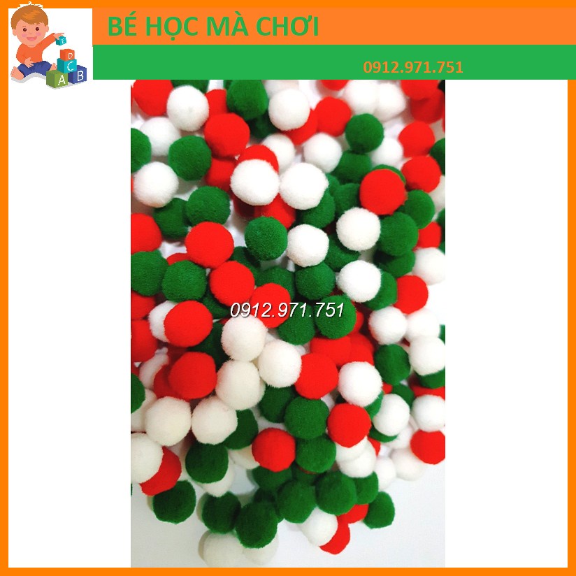 Pompom hỗn hợp nhiều màu nhiều size  - quả bông pom pom trang trí handmade túi mầu pastel siêu cute