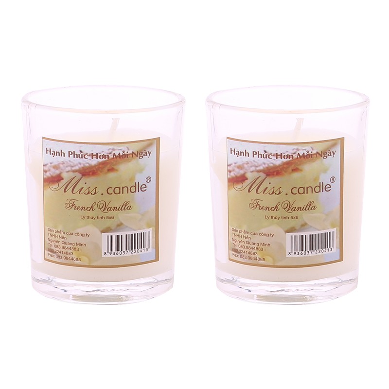 Combo 2 ly nến thơm votive hương vanilla Miss Candle FtraMart NQM0413 (Kem)