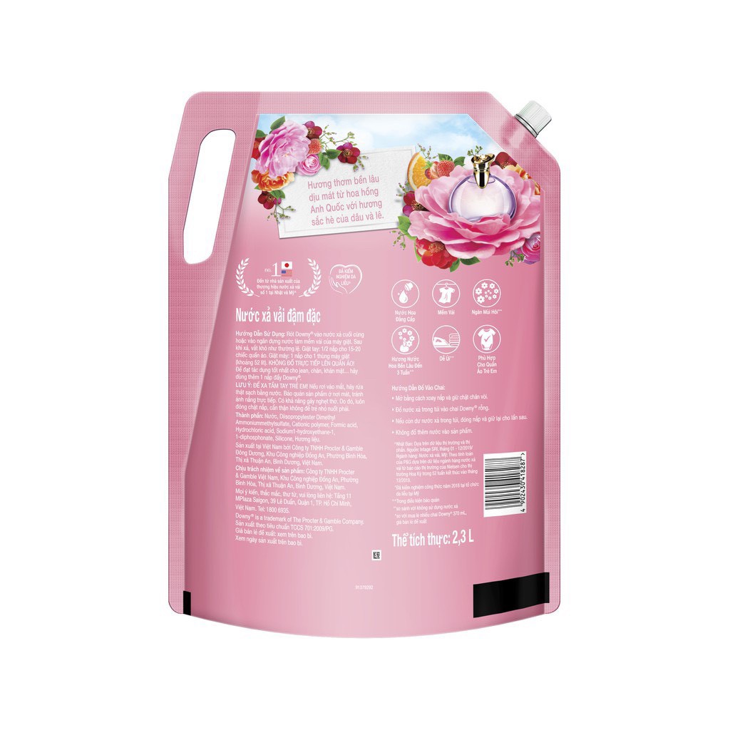 Nước xả vải Downy Đóa hoa thơm ngọt ngào túi 2.3L