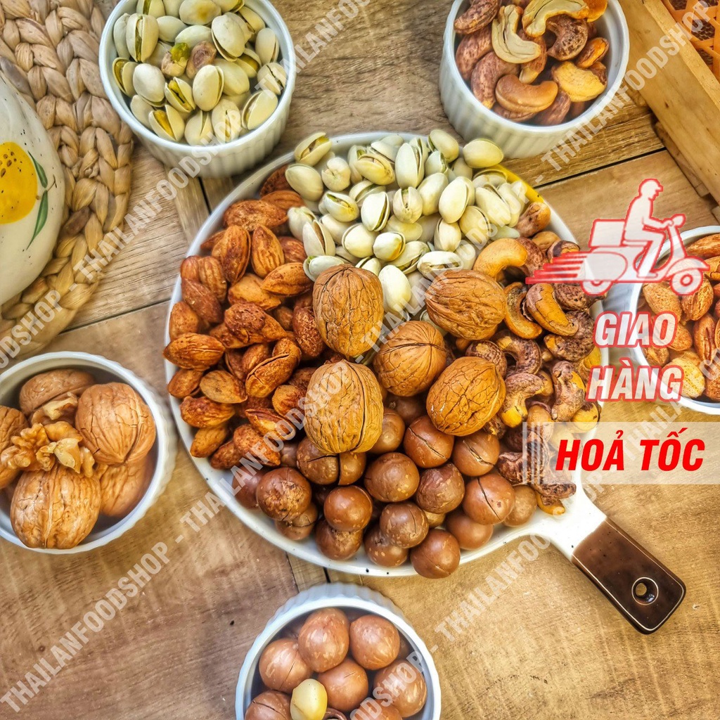 Hạt Dinh Dưỡng Mix 5 Vị (Macca, Hạt Dẻ Cười, Hạnh Nhân, Hạt Điều, Óc Chó) Lon 450Gram