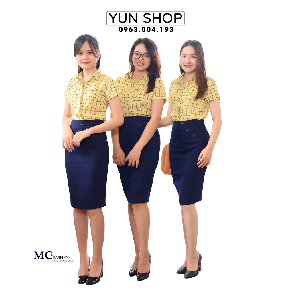Áo Sơ Mi Nữ Công Sở Thời Trang MC Fashion Dáng Ngắn Cộc Tay A678 Họa Tiết Kẻ Ô